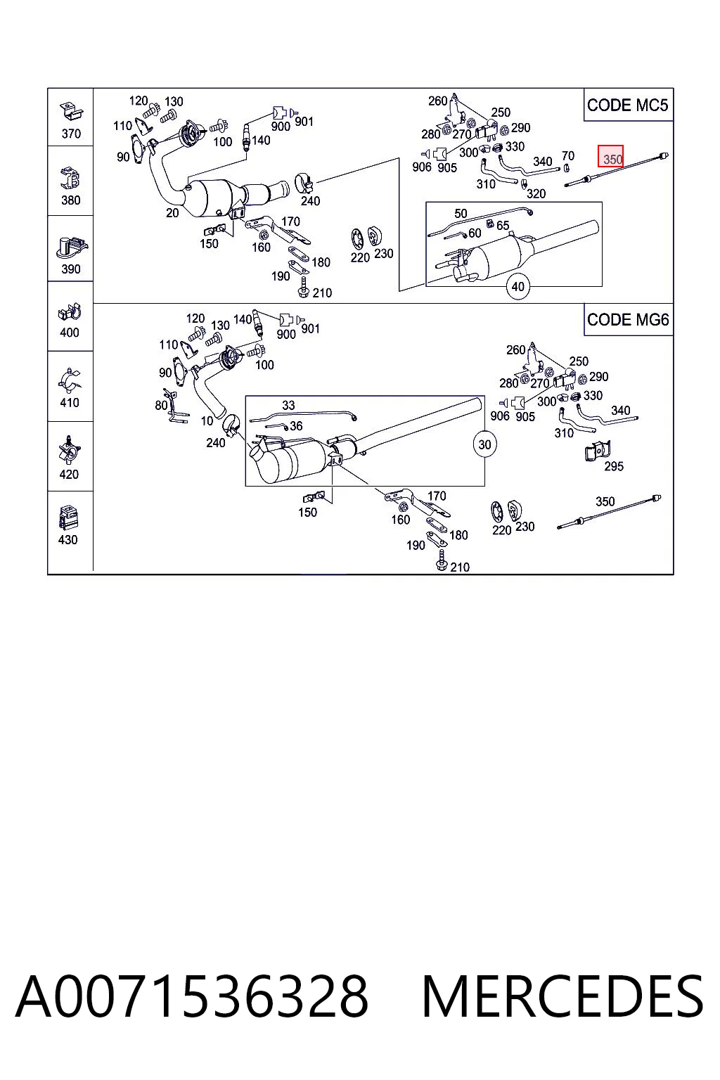 A0071536328 Mercedes Czujnik temperatury spalin, filtra cząstek stałych