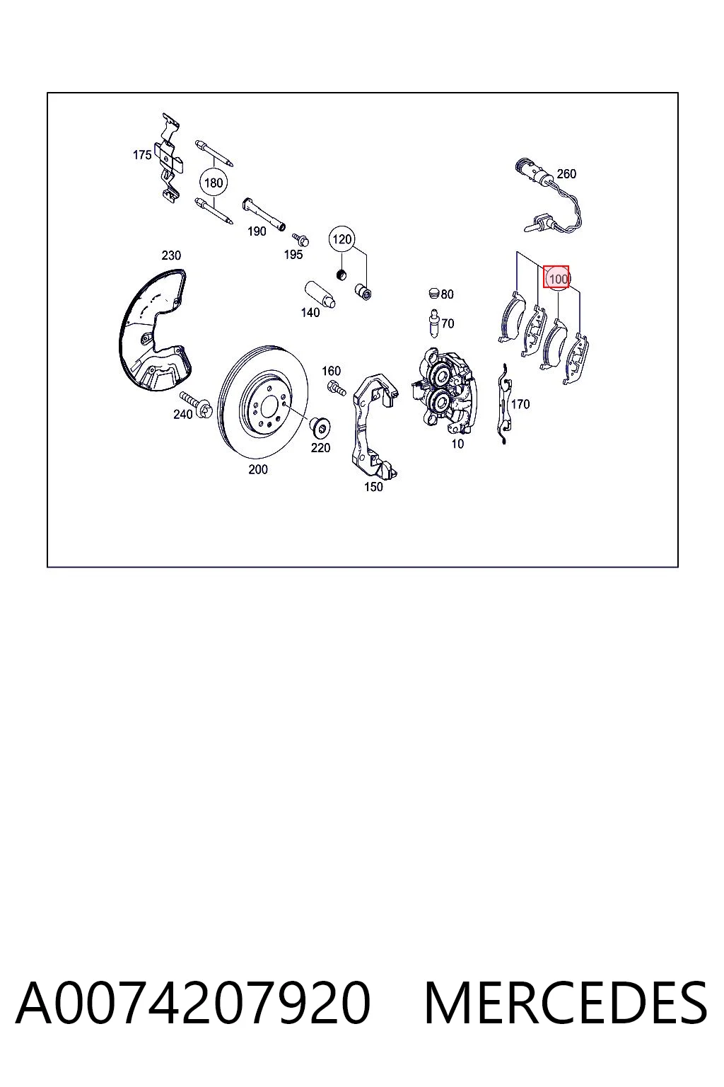 A0074207920 Mercedes Klocki hamulcowe przednie tarczowe