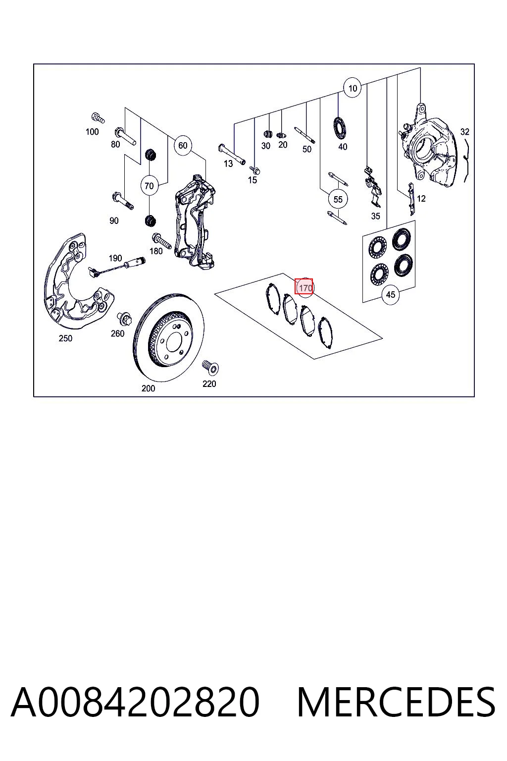 A0084202820 Mercedes Klocki hamulcowe przednie tarczowe