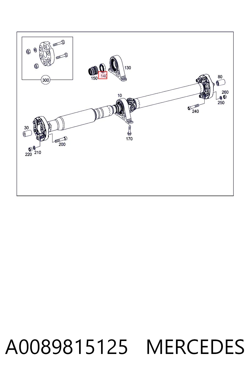 A0089815125 Mercedes Łożysko podwieszane wału Cardana