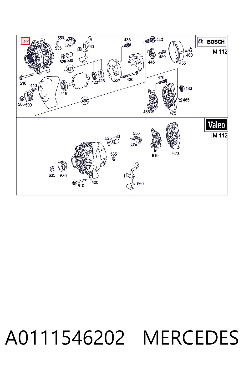 A0111546202 Mercedes Alternator