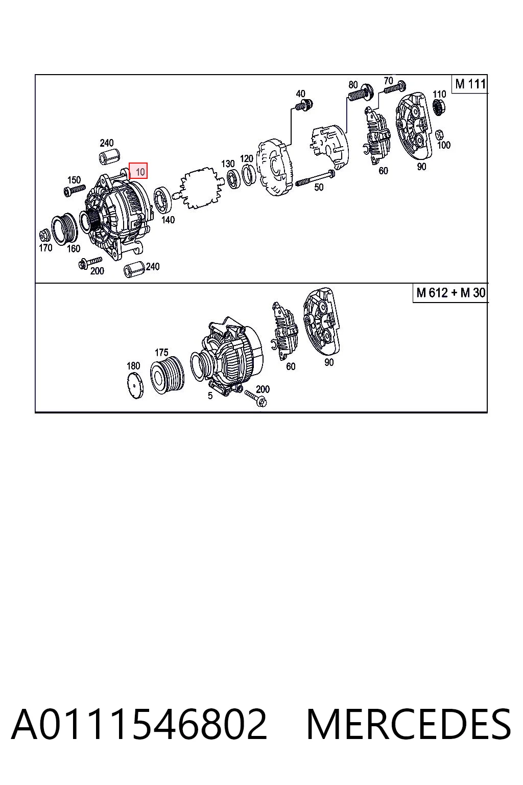 A0111546802 Mercedes Alternator
