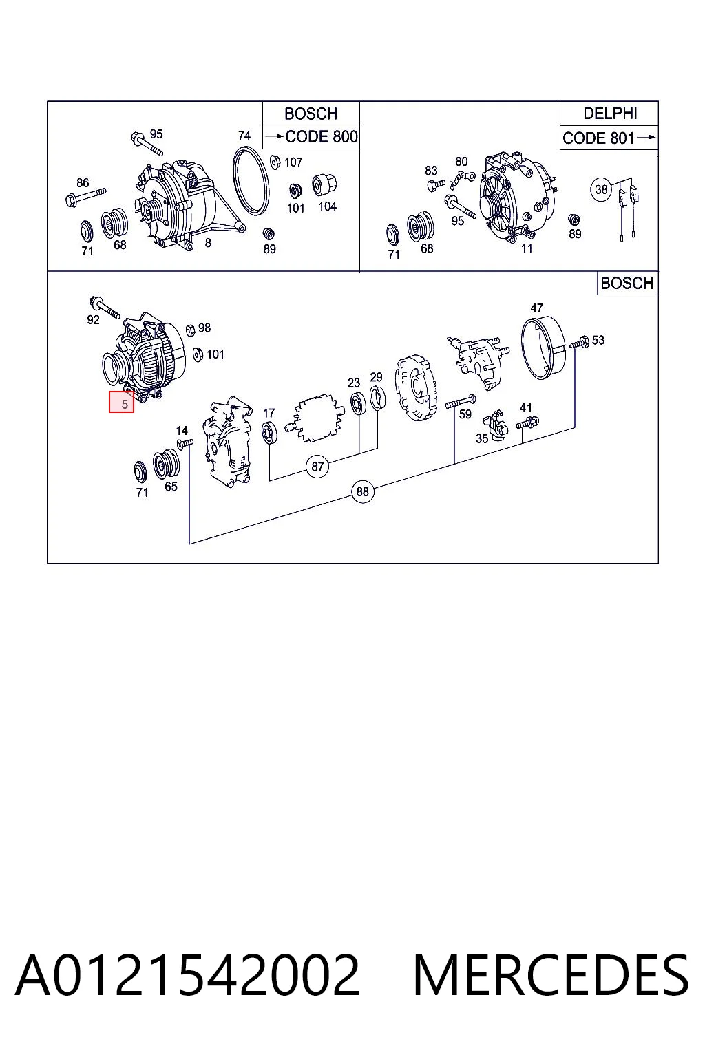 A0121542002 Mercedes Alternator