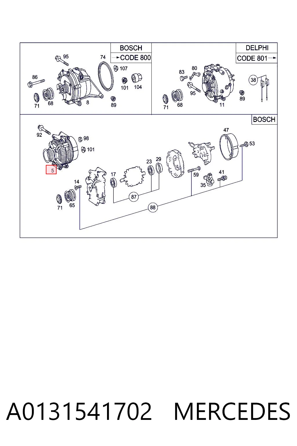 A0131541702 Mercedes Alternator