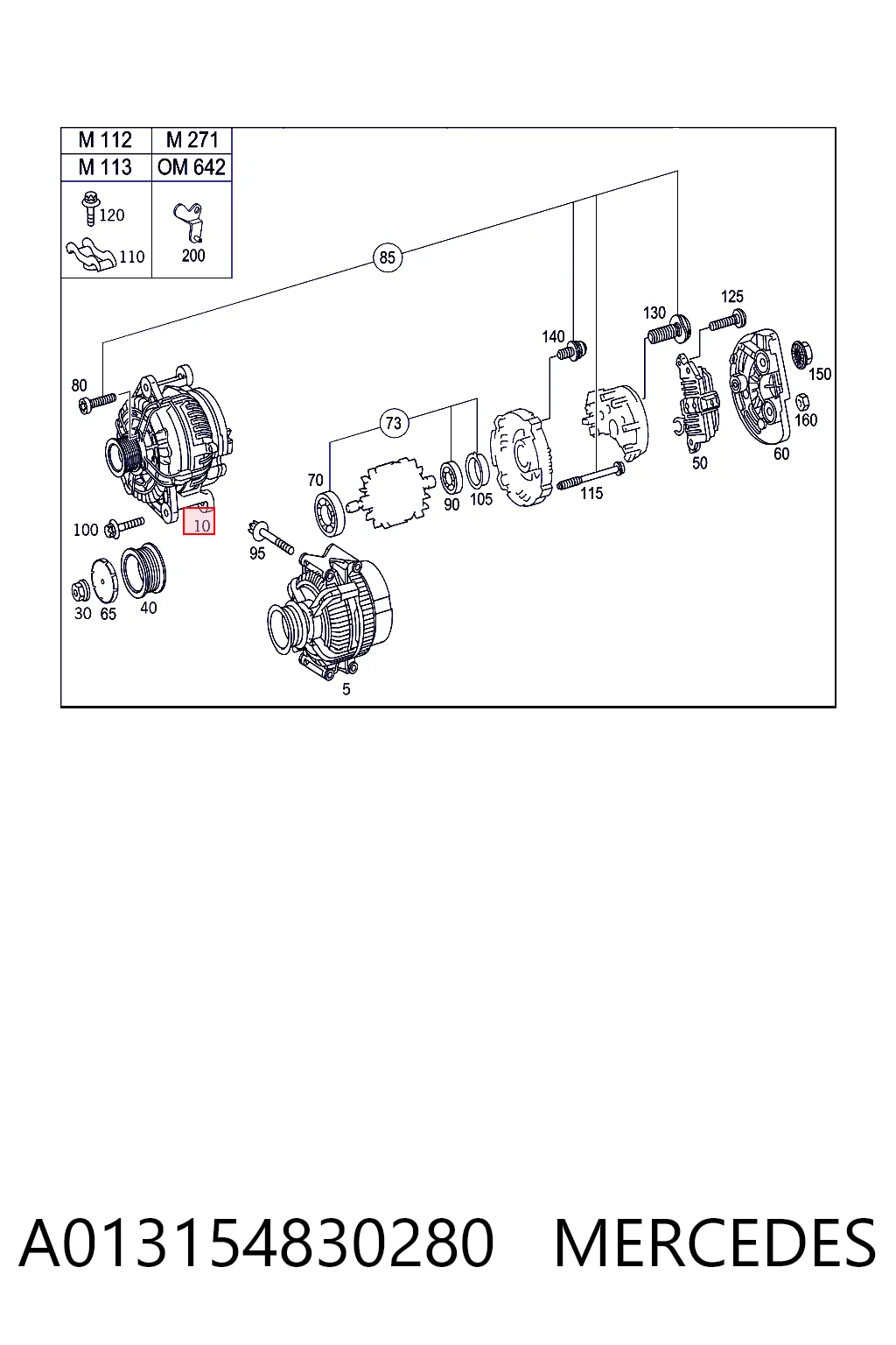 A013154830280 Mercedes Alternator