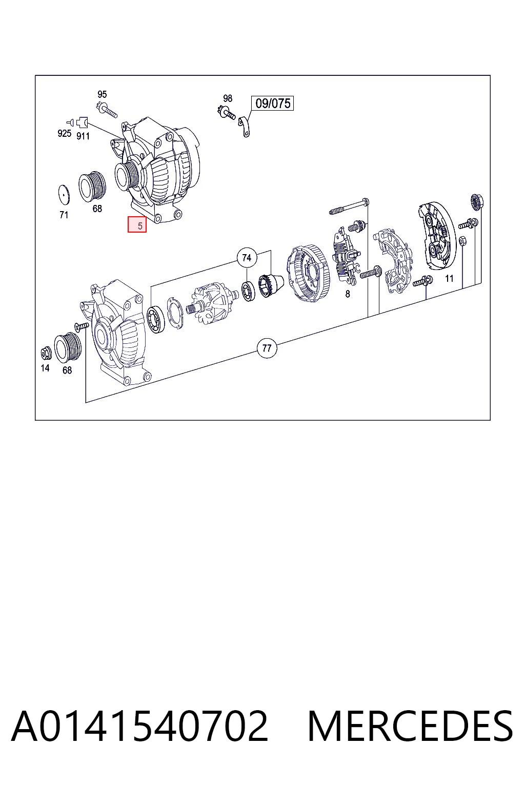 A0141540702 Mercedes Alternator
