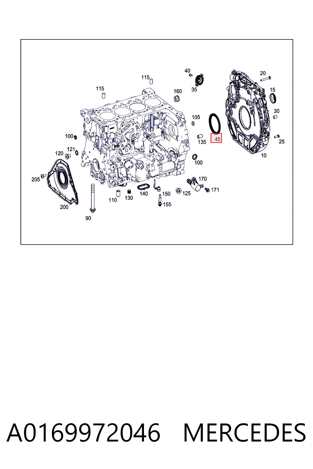 A0169972046 Mercedes Uszczelniacz wału korbowego silnika tylny