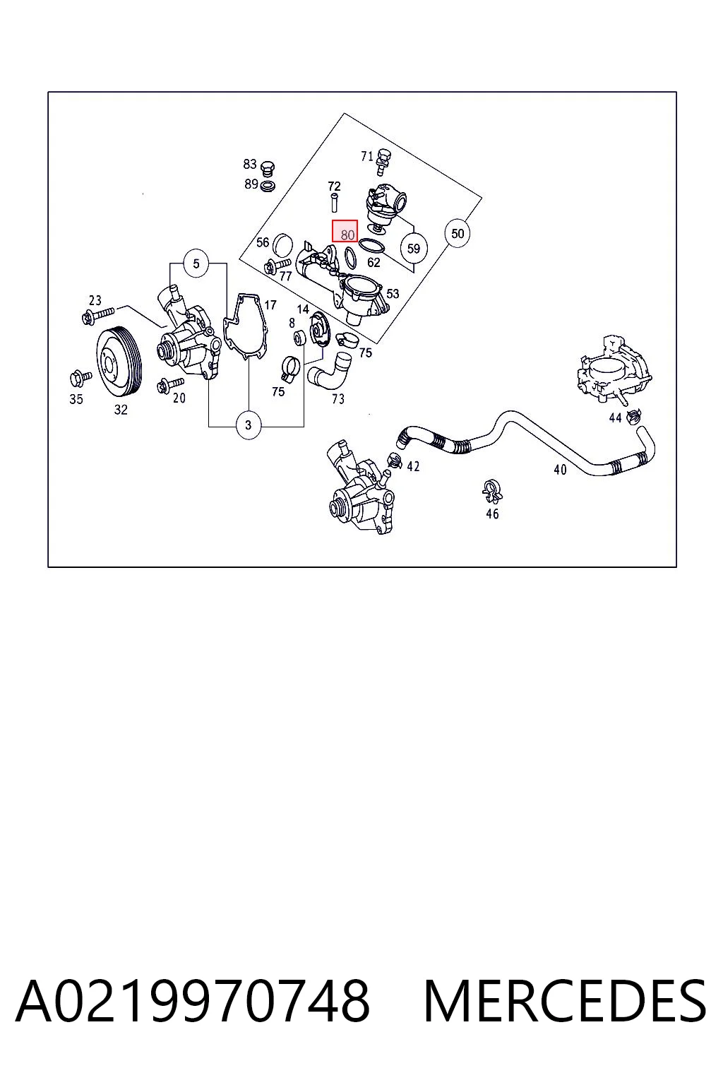 A0219970748 Mercedes Uszczelka termostatu