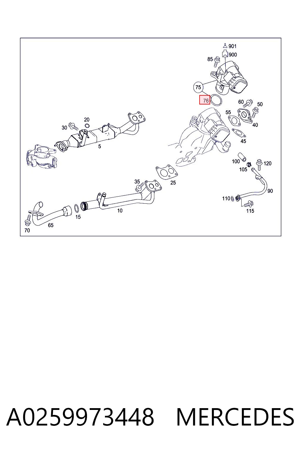 A0259973448 Mercedes Uszczelka króćca EGR do głowicy cylindrów