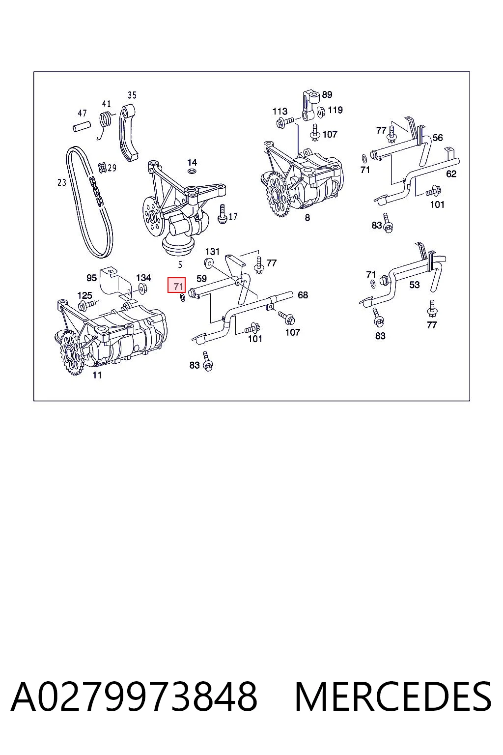 A0279973848 Mercedes Uszczelka smoka olejowego