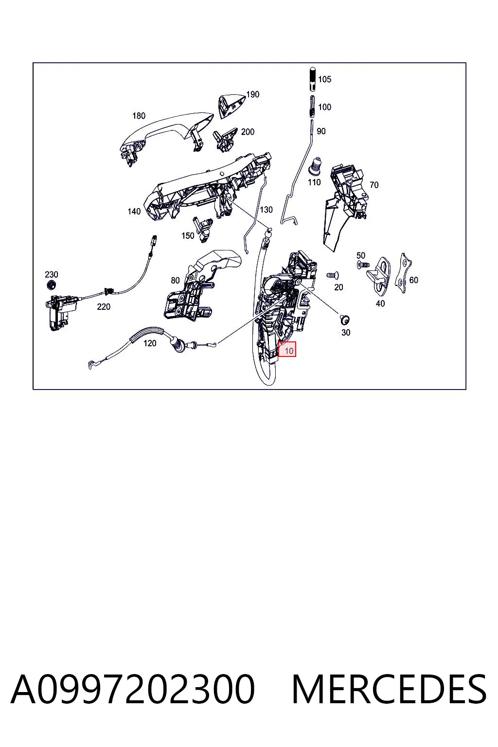 A0997202300 Mercedes Zamek drzwi przednich lewych