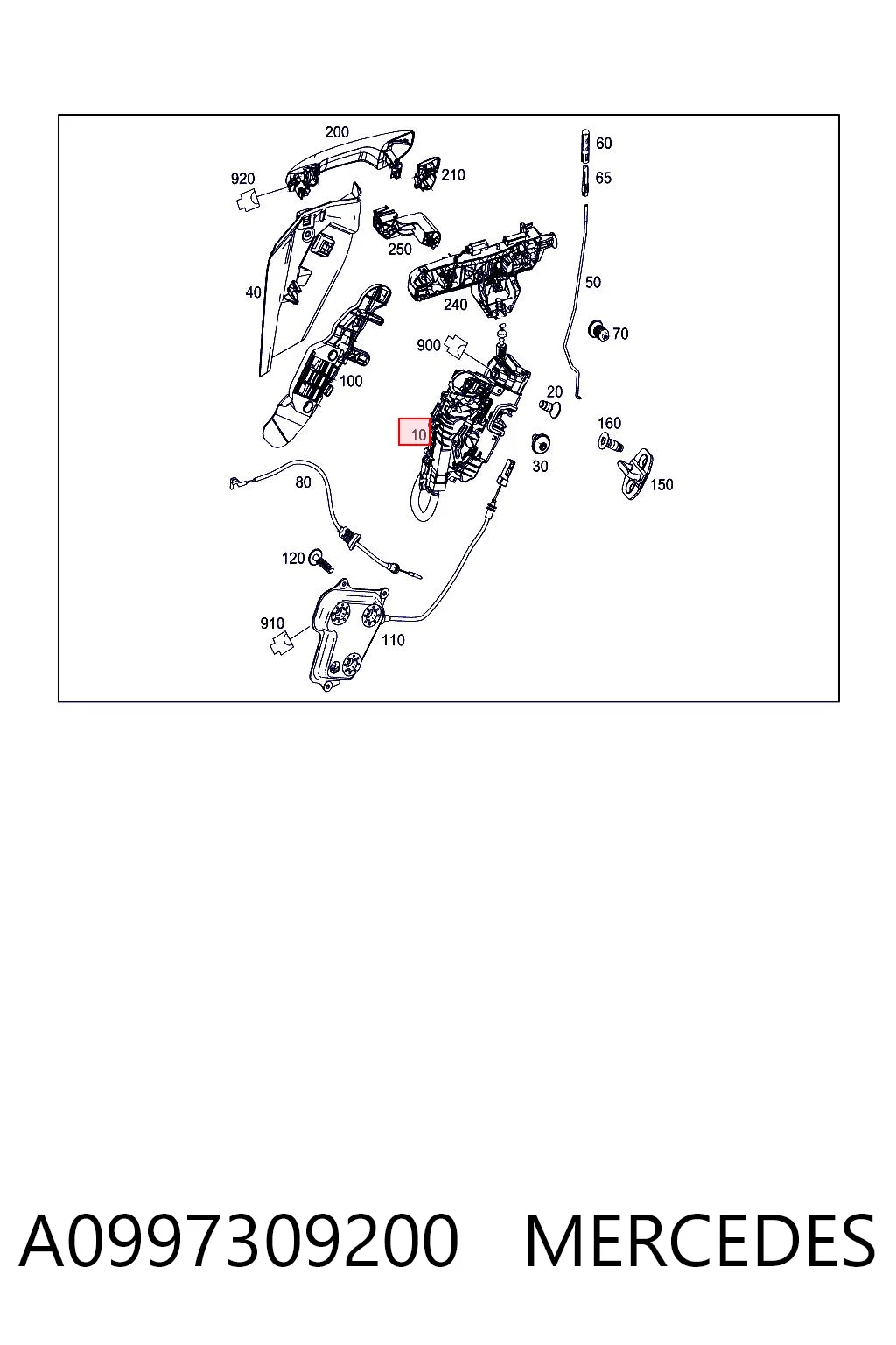 A0997309200 Mercedes Zamek drzwi tylnych prawych