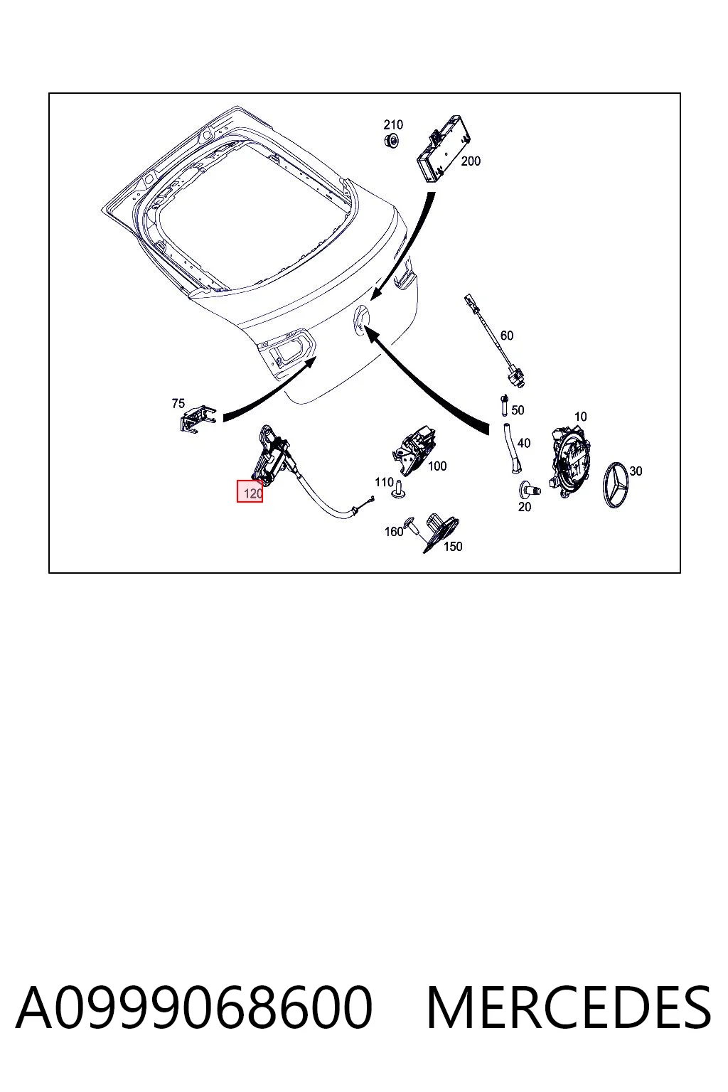 A0999068600 Mercedes Silnik (zawór) domykania bagażnika