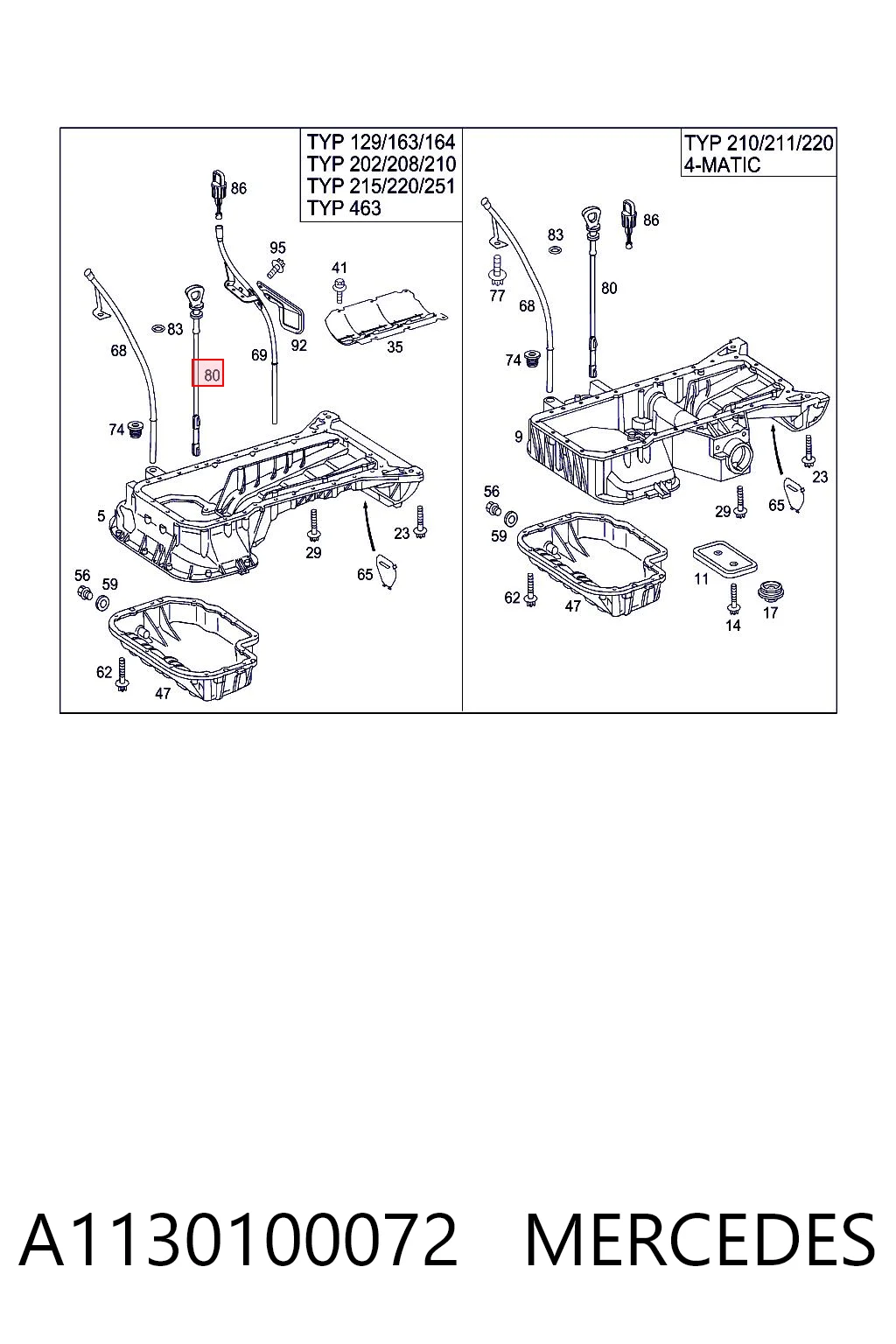 A1130100072 Mercedes Bagnet poziomu oleju w silniku