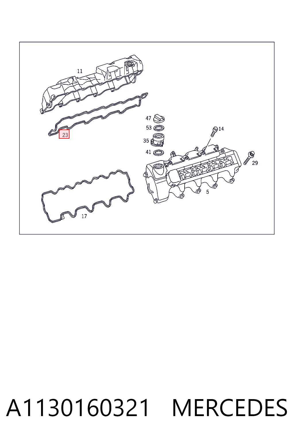 A1130160321 Mercedes Uszczelka pokrywy zaworowej prawa