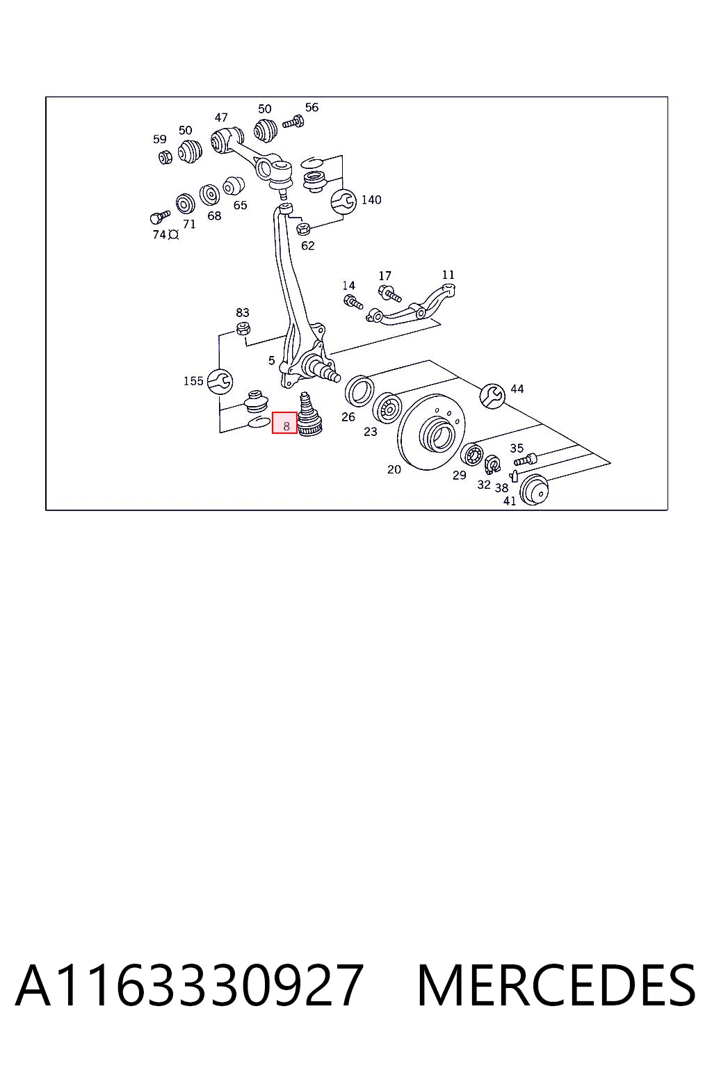 A1163330927 Mercedes Sworzeń wahacza dolny