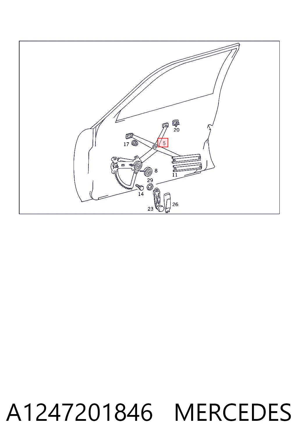 Mechanizm podnoszenia szyby drzwi przednich prawych do Mercedes E  C124