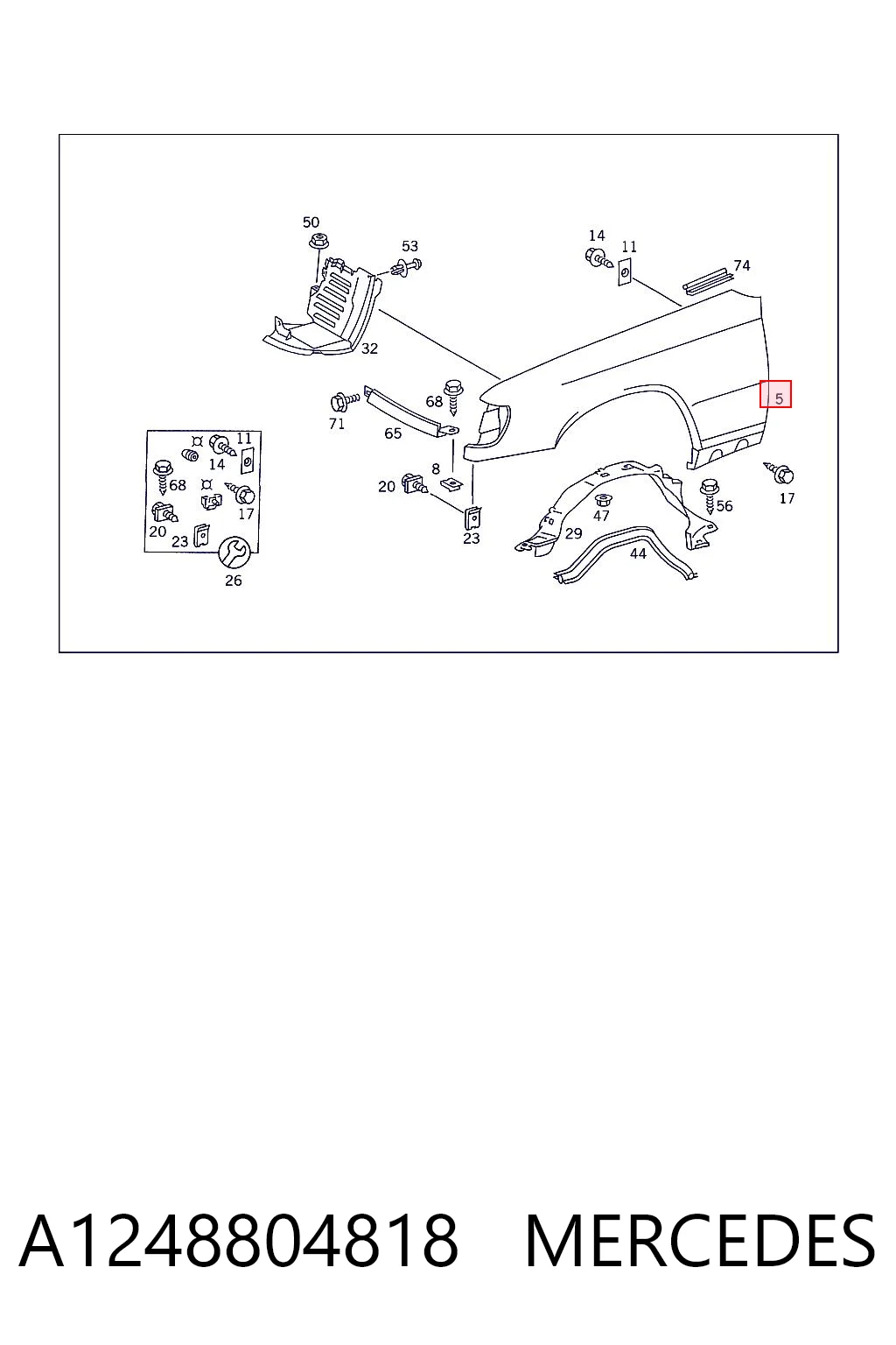 Błotnik przedni prawy Mercedes E kombi (T124) (1985 - 1993) cena, od 108,28 USD