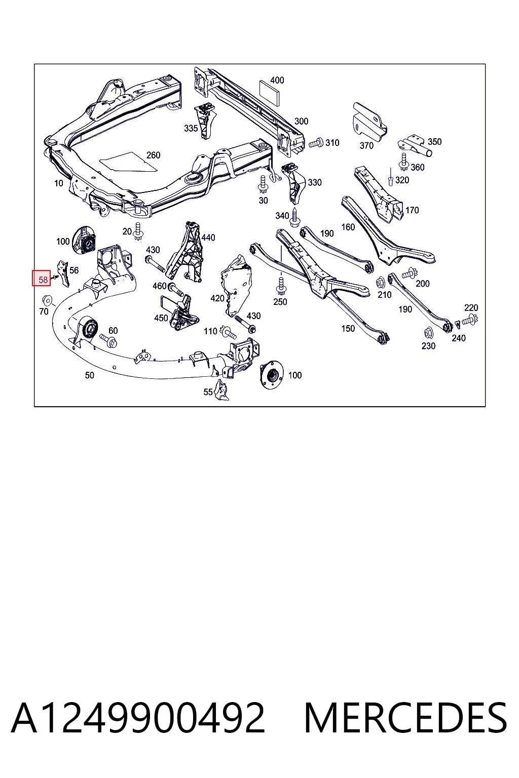 A1249900492 Mercedes Spinka mocowania nadkola przedniego