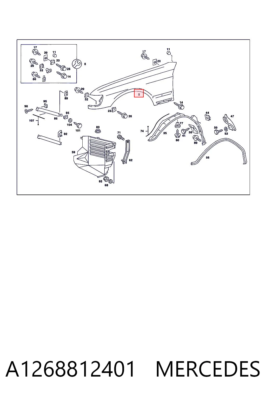 Błotnik przedni prawy Mercedes S sedana (W126) (1979 - 1991) cena, od 116,31 USD