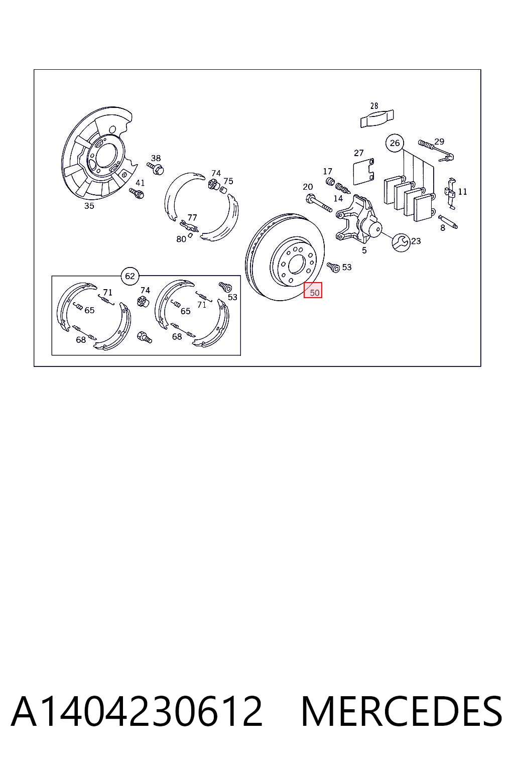 A1404230612 Mercedes Tarcza hamulcowa tylna