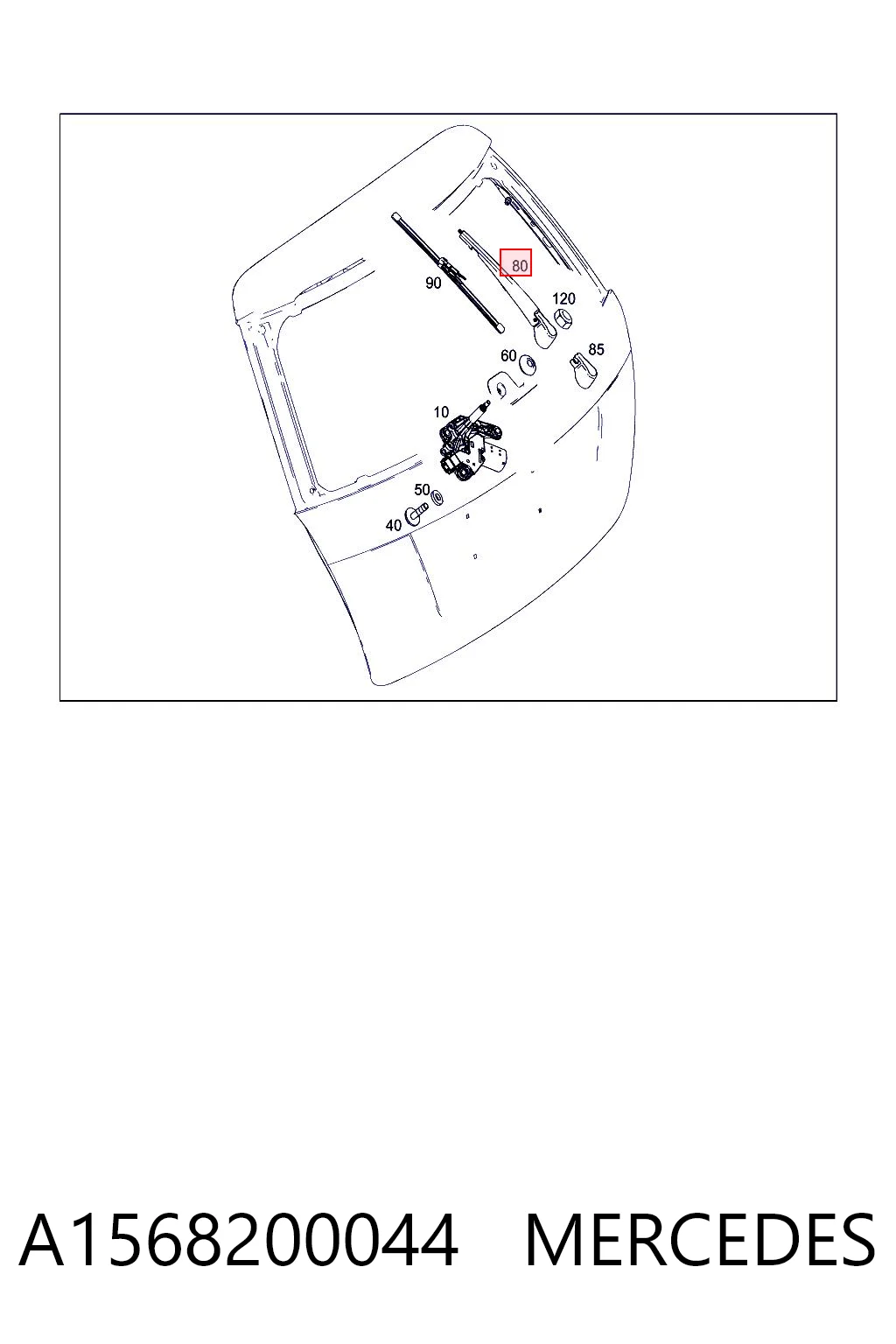 A1568200044 Mercedes Ramię wycieraczki szyby tylnej
