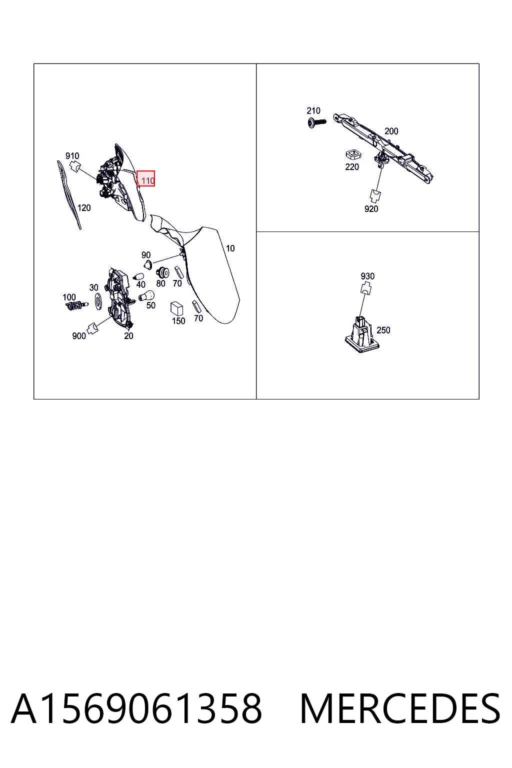 A1569061358 Mercedes Lampa zespolona tylna lewa wewnętrzna