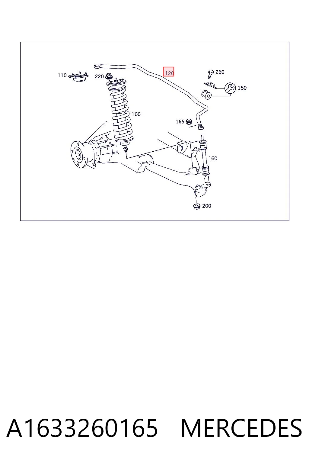 Stabilizator tylny do Mercedes ML/GLE  W163