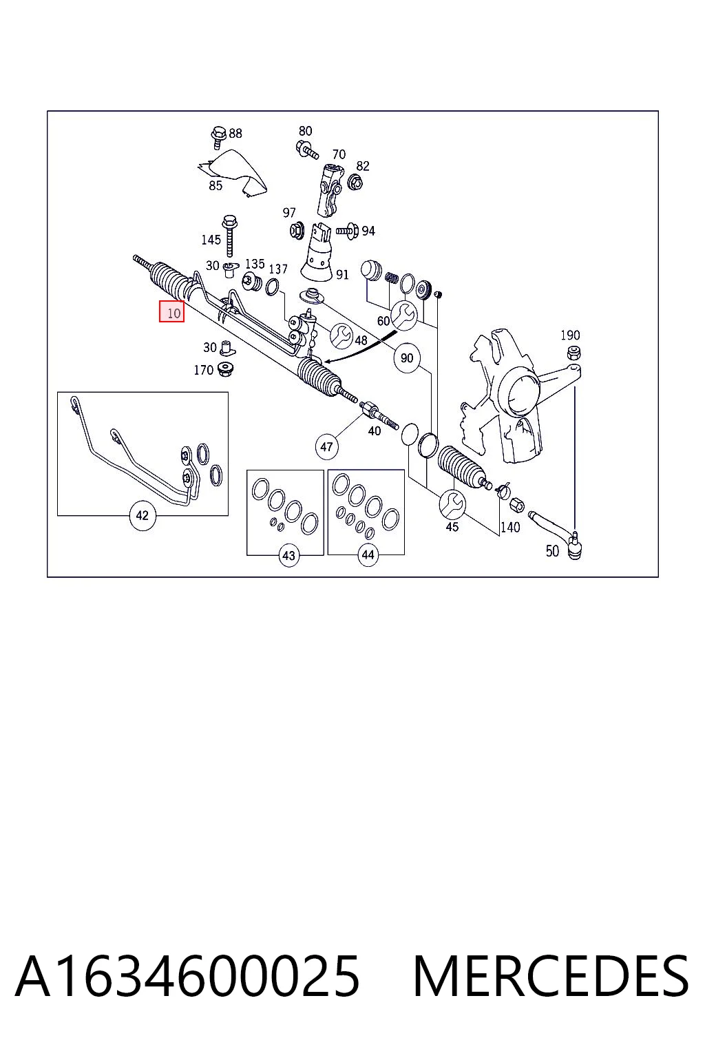 A1634600025 Mercedes Listwa kierownicza (maglownica)