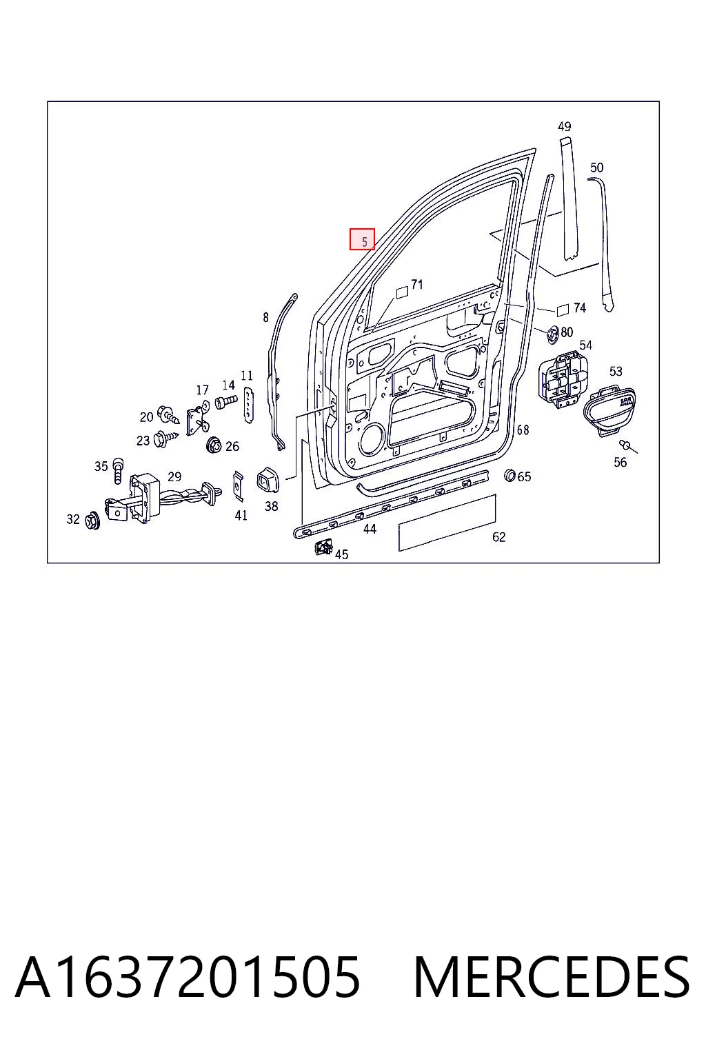 Drzwi przednie lewe Mercedes ML/GLE SUV (W163) (1998 - 2005) cena, od 223,00 USD