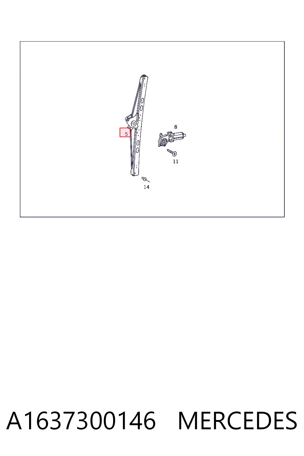 A1637300146 Mercedes Mechanizm podnoszenia szyby drzwi tylnych lewych