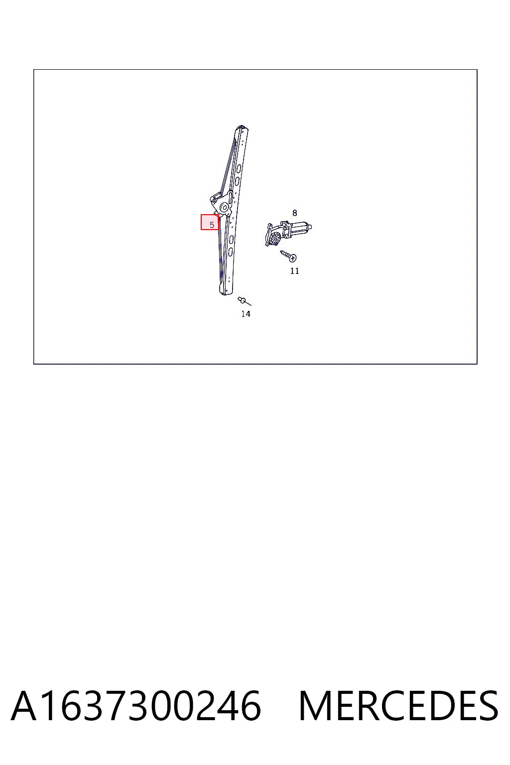 A1637300246 Mercedes Mechanizm podnoszenia szyby drzwi tylnych prawych