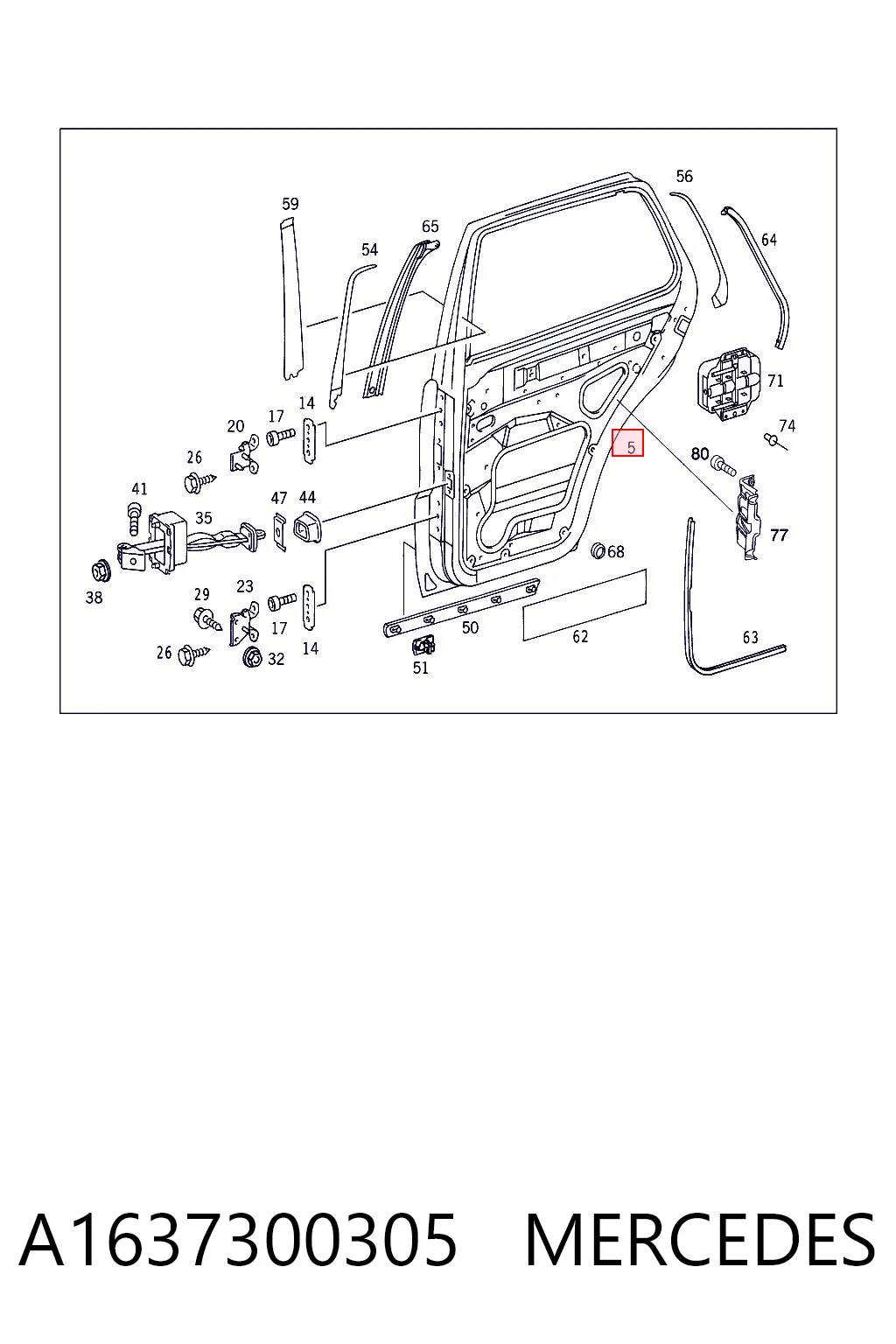 Drzwi tylne lewe Mercedes ML/GLE SUV (W163) (1998 - 2005) cena, od 188,69 USD