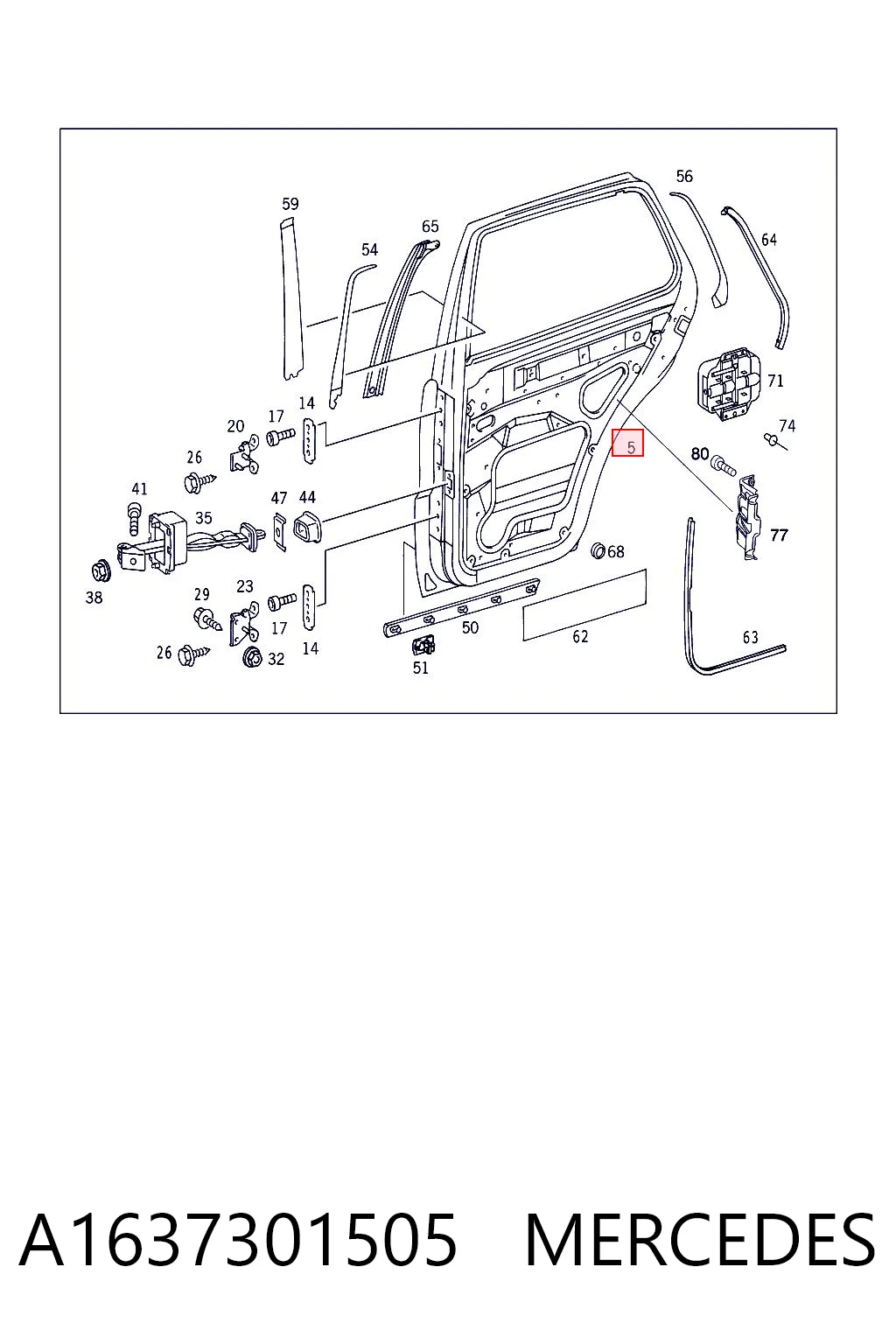 Do koszyka Drzwi tylne lewe Mercedes ML/GLE  W163
