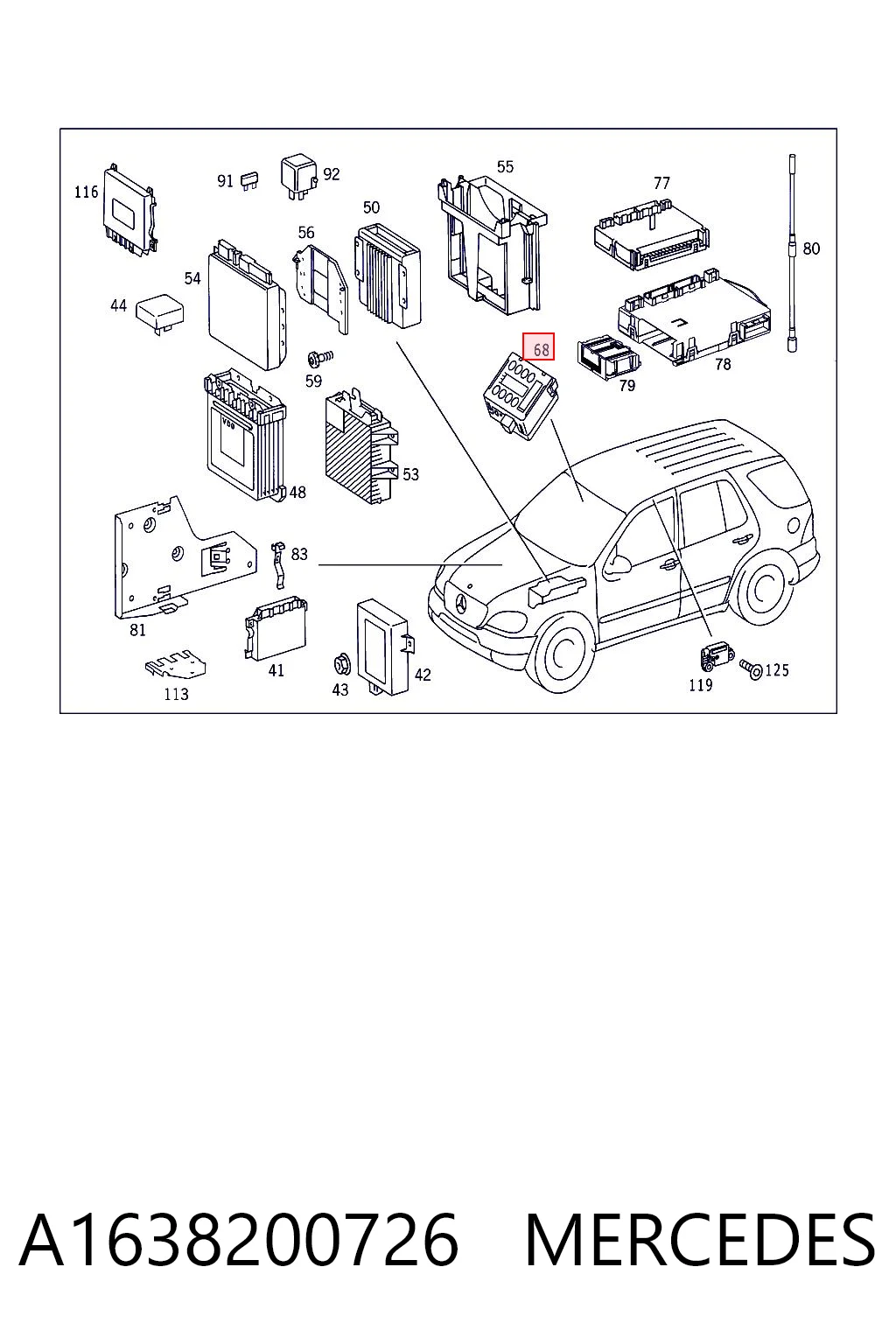 Czujnik deszczu do Mercedes ML/GLE  W163