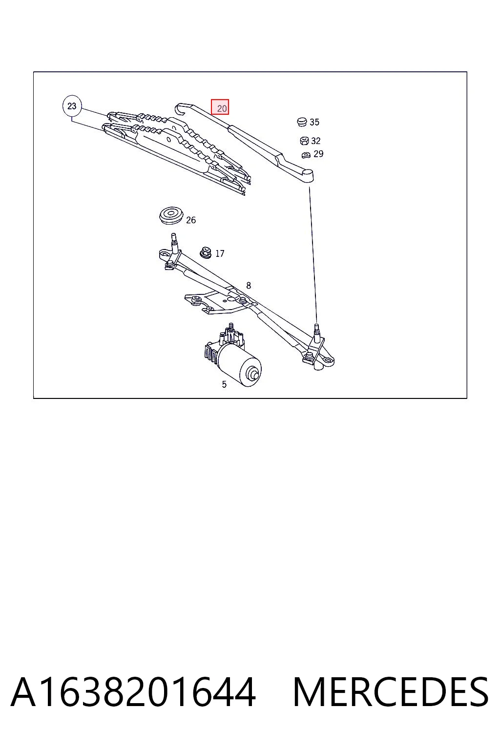 Ramię wycieraczki szyby przedniej do Mercedes ML/GLE  W163