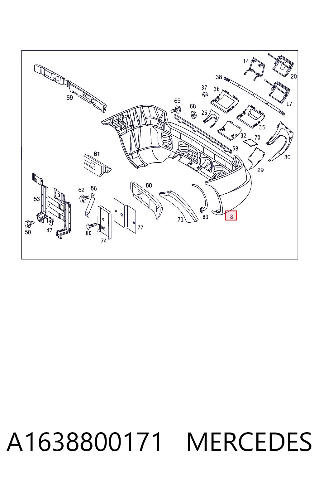 Zderzak tylny do Mercedes ML/GLE  W163
