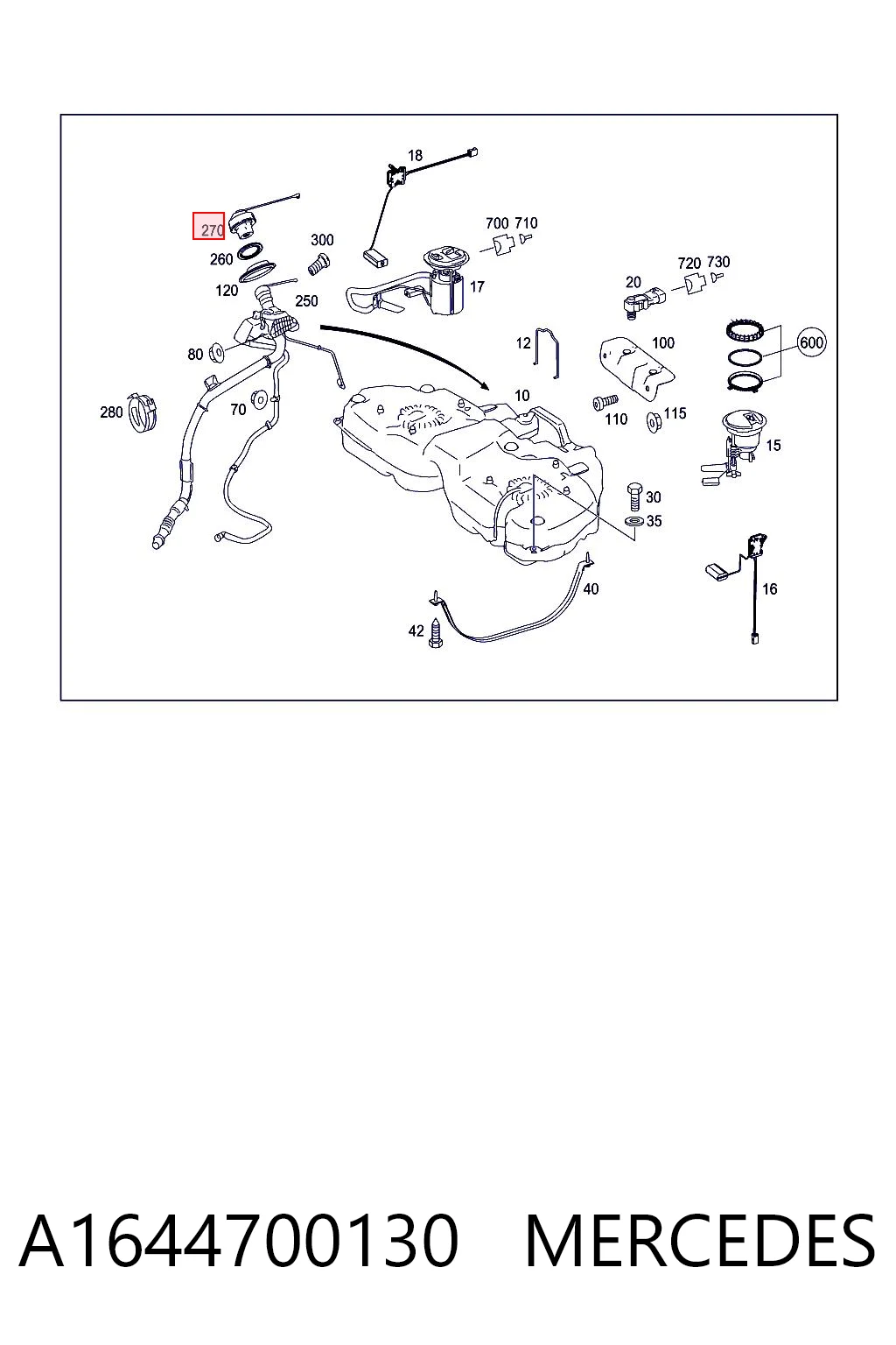Korek wlewu paliwa do Mercedes ML/GLE  W164