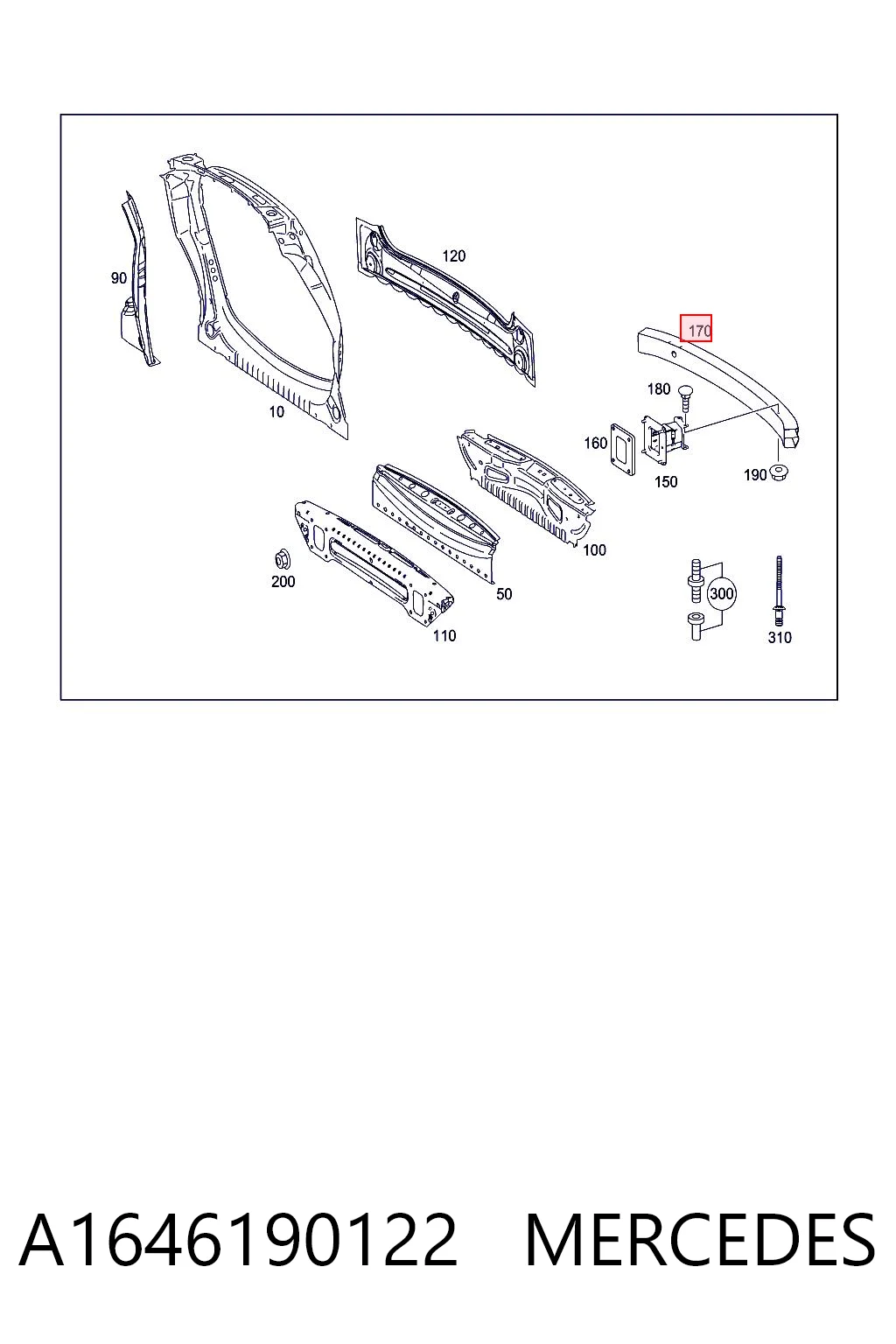 Wzmocnienie zderzaka tylnego do Mercedes ML/GLE  W164