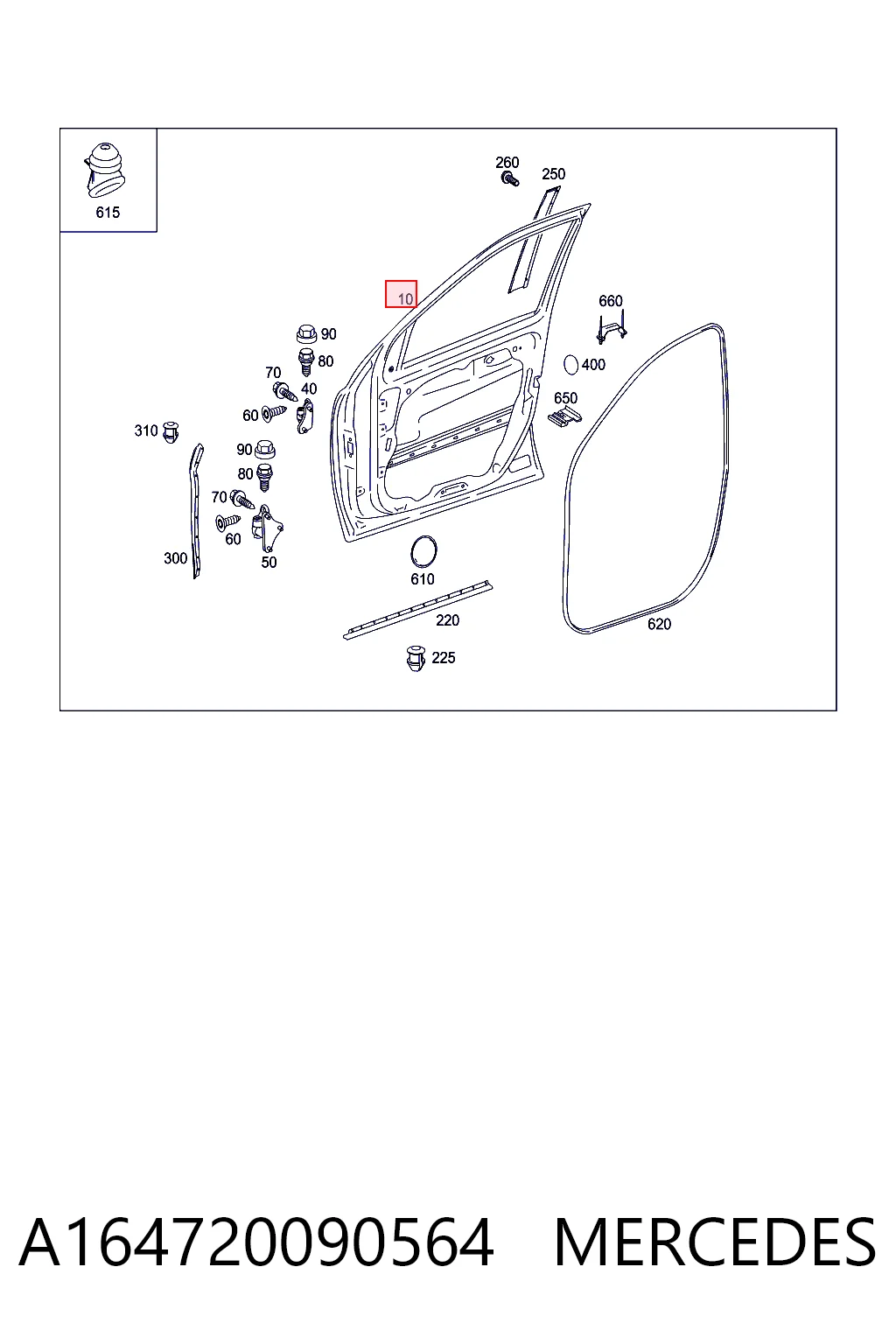 Drzwi przednie lewe Mercedes ML/GLE SUV (W164) (2005 - 2011) cena, od 355,20 USD