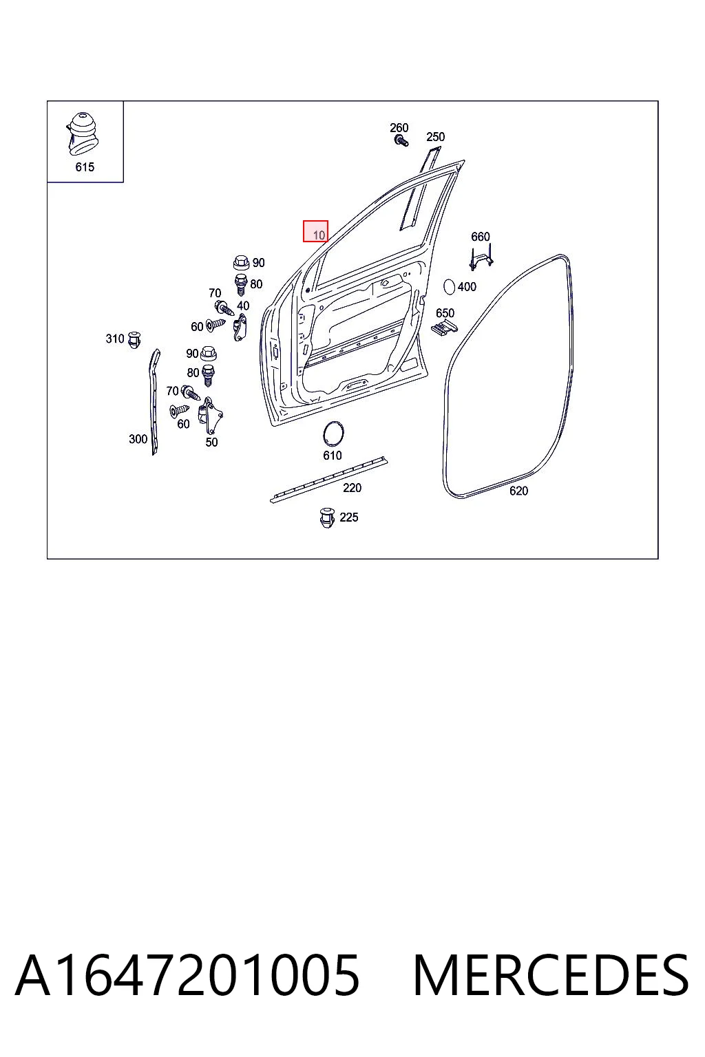 Do koszyka Drzwi przednie prawe Mercedes ML/GLE  W164