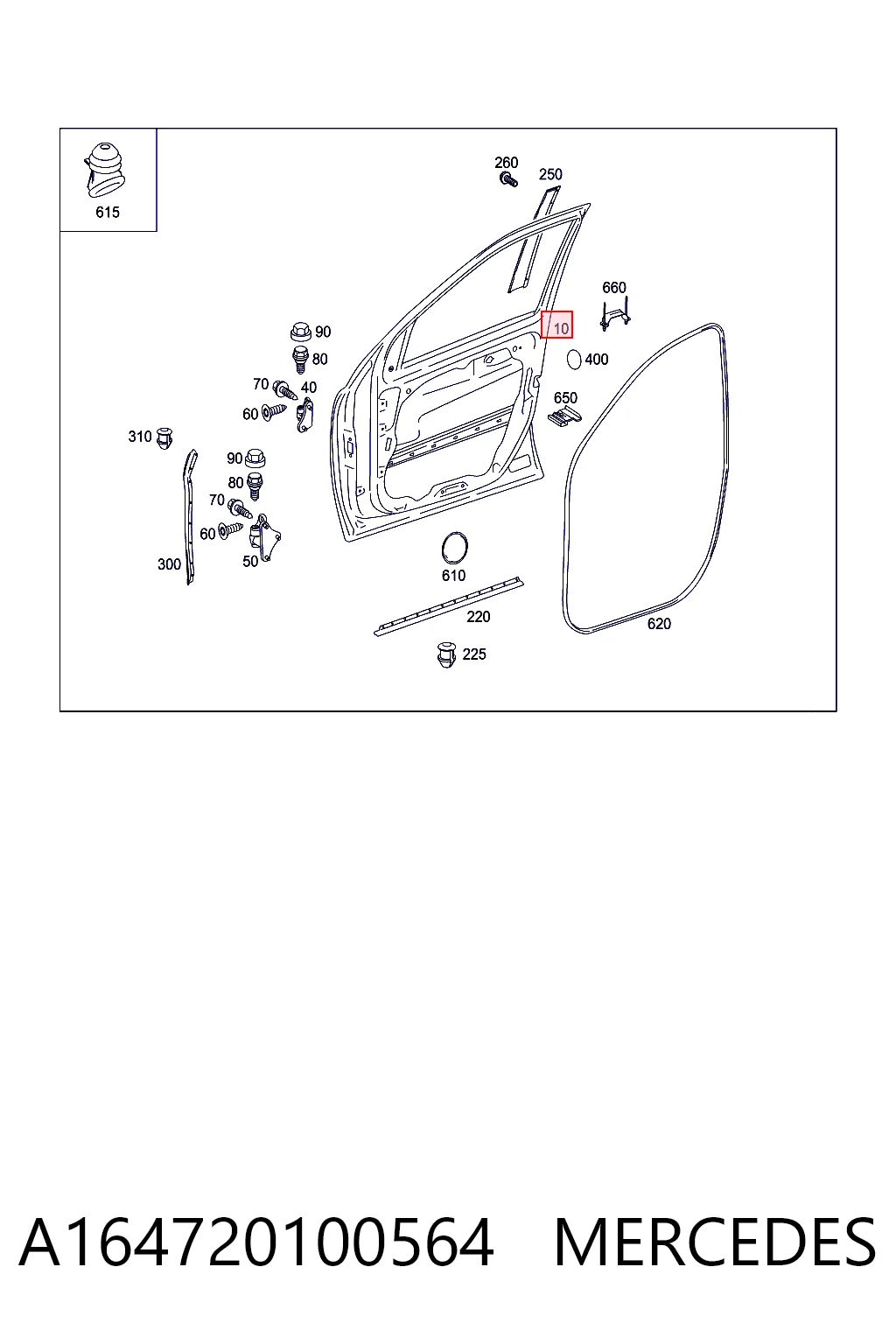 Drzwi przednie prawe Mercedes ML/GLE SUV (W164) (2005 - 2011) cena, od 367,80 USD