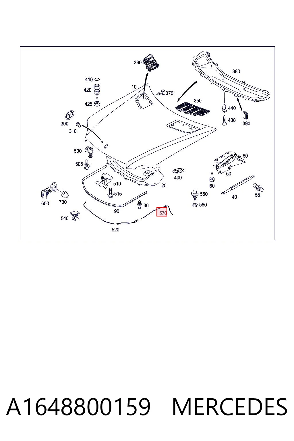 Linka otwierania maski do Mercedes GL  X164