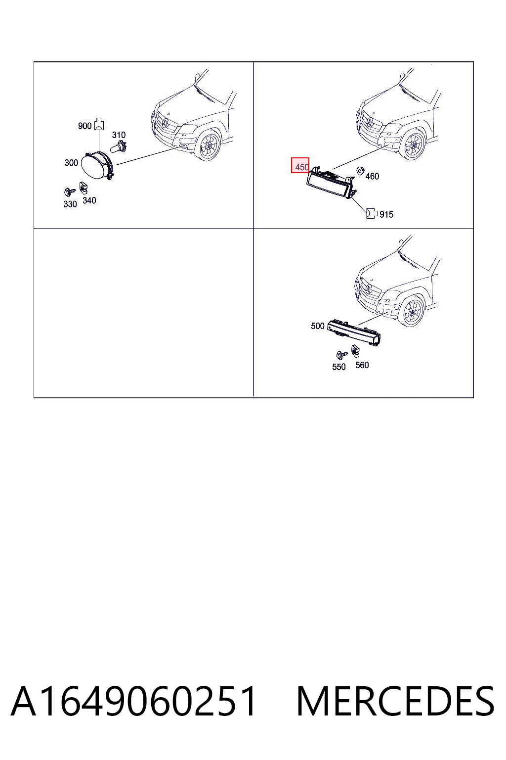 A1649060251 Mercedes Lampa przeciwmgielna prawa