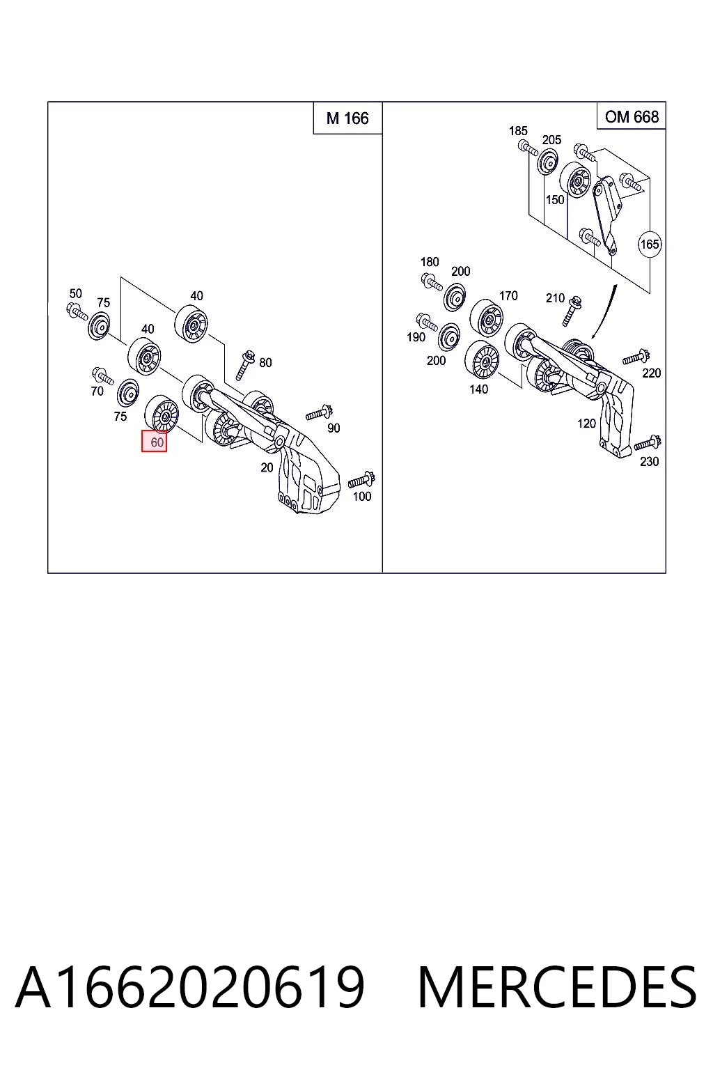 A1662020619 Mercedes Rolka napinacza paska napędowego