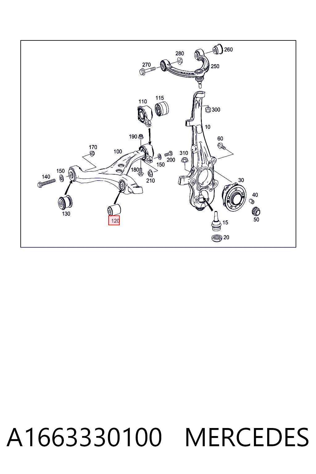 A1663330100 Mercedes Silentblock przedniego wahacza dolnego