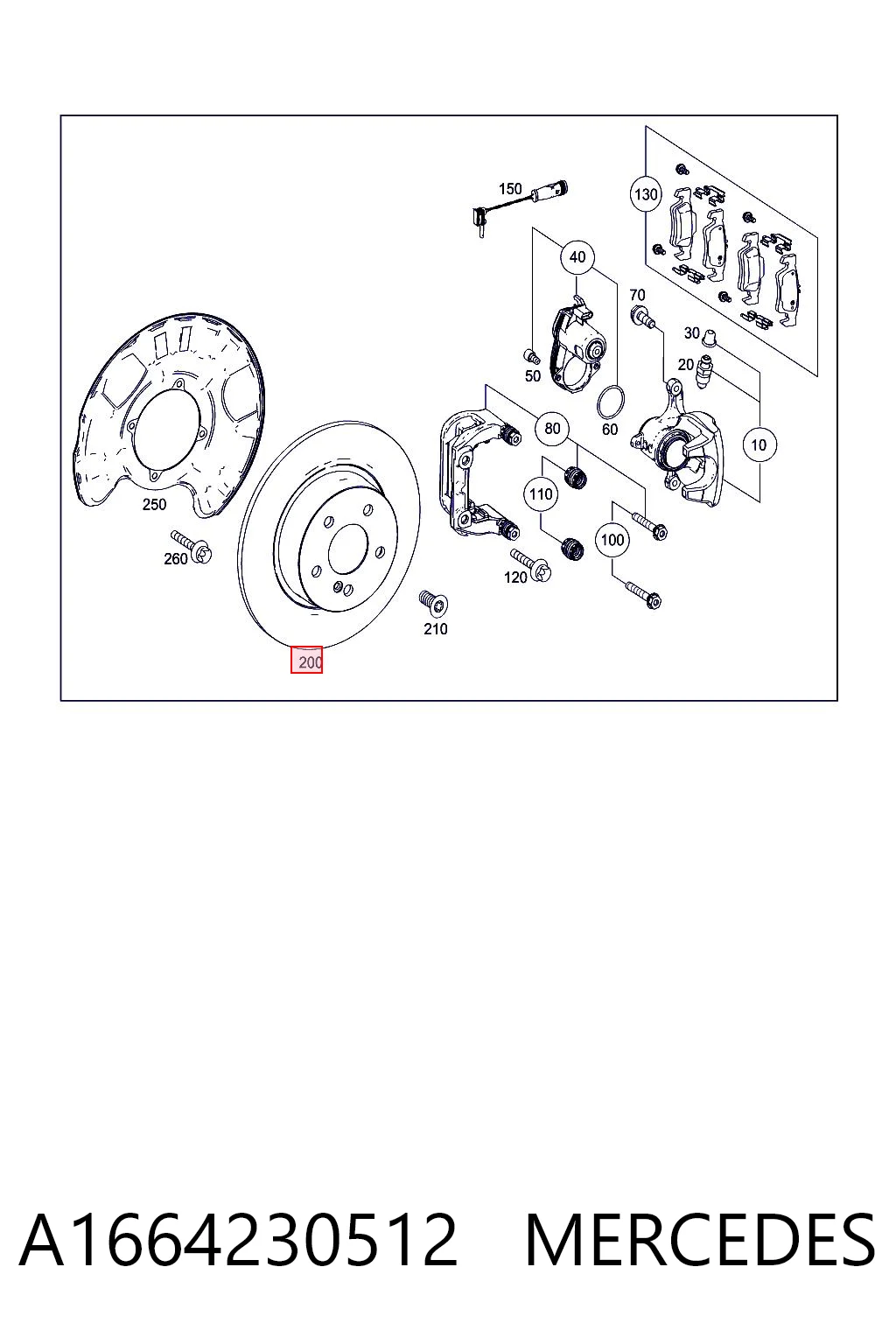 A1664230512 Mercedes Tarcza hamulcowa tylna