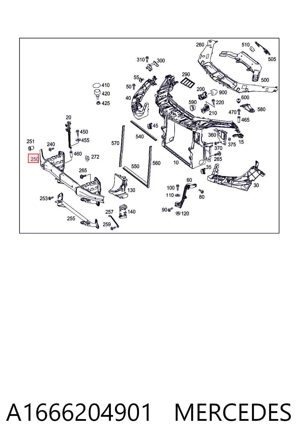 Wzmocnienie zderzaka przedniego do Mercedes ML/GLE W166