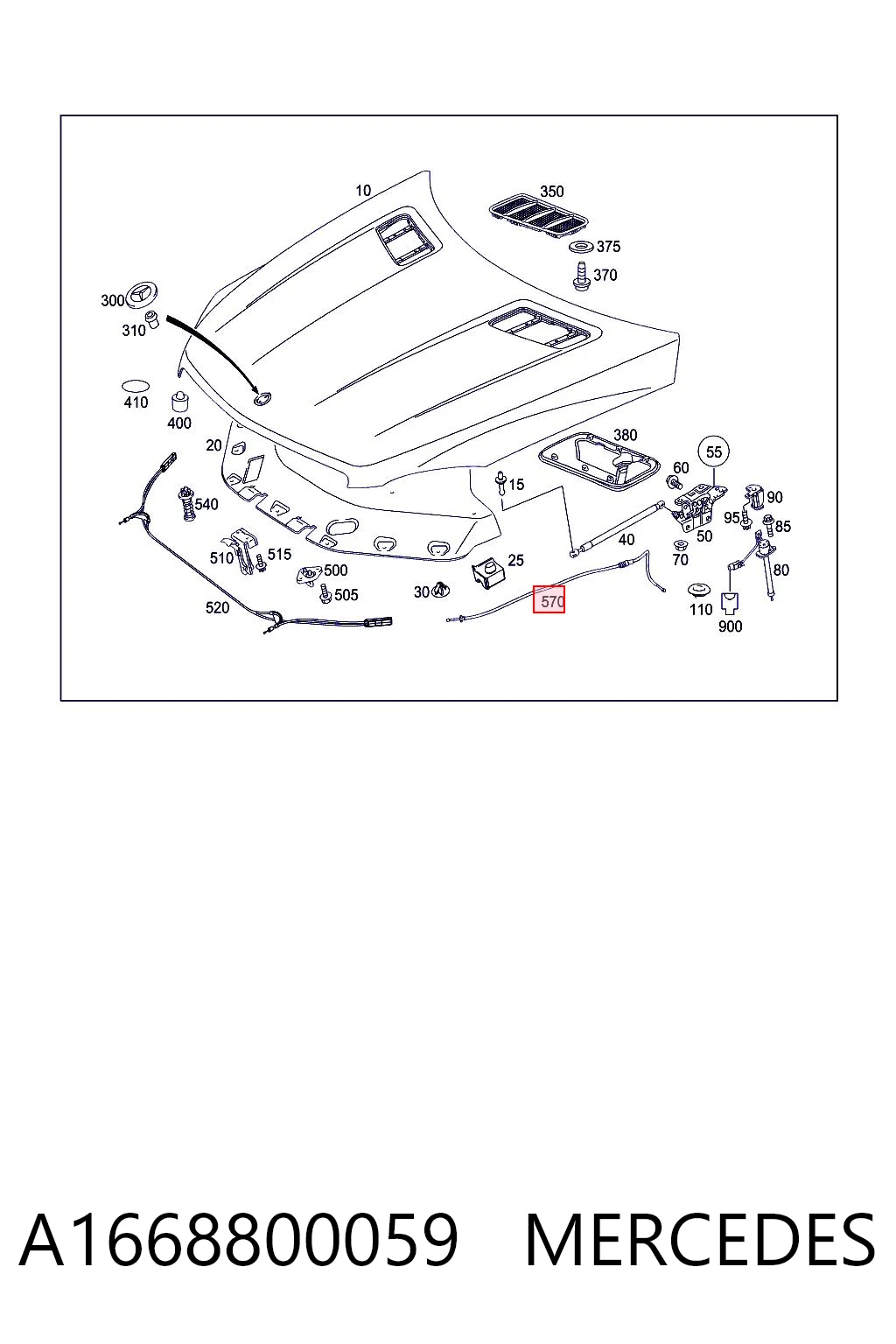 A1668800059 Mercedes Linka otwierania maski