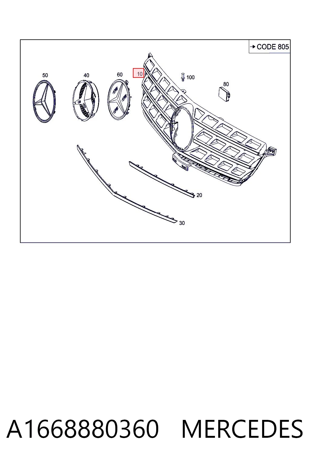 Atrapa chłodnicy do Mercedes ML/GLE  W166